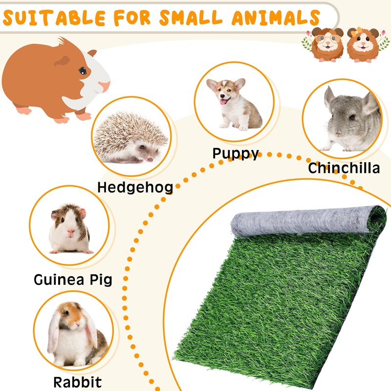 Kigley 4 Pcs Artificial Grass Guinea Pig Pee Pads Reusable