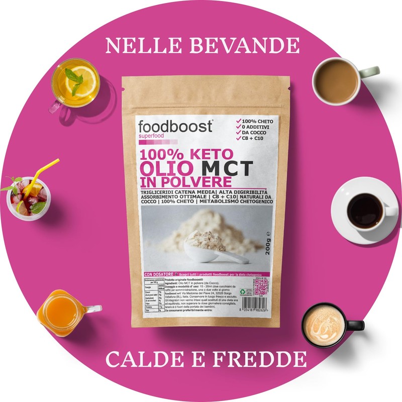 foodboost Olio MCT 200g in polvere - per dieta Chetogenica