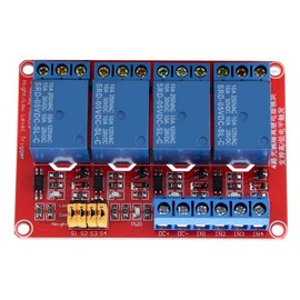 Relay Board, Relay Module 4 Channel with Optocoupler Low Level Expansion Board for 5V/12V/24V(5V)