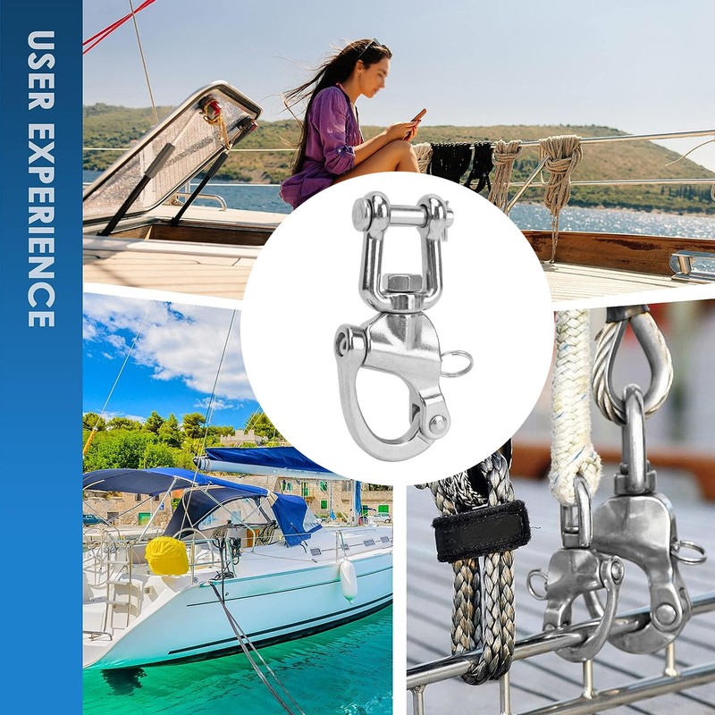 2PCS Snap Shackle 316 Stainless Steel Quick Release High Strength