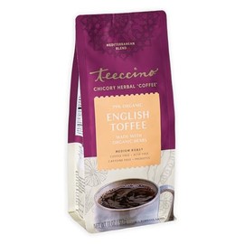 Teeccino English Toffee Chicory Coffee Alternative, 11 Oz - Ground Herbal Coffee that’s Prebiotic, Caffeine Free and Acid Free, Medium Roast, 11 ounce