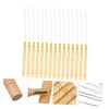 IWOWHERO 15Pcs Wooden Hook Needle Threader Kit for Hair Extensions