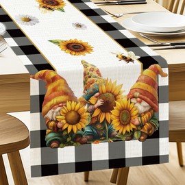 ANATTASOUL Table Runner, Sunflower Plaid Table Runners, Spring Terylene Table Line for Dining Table Decor Home Wedding Party, 13 x 72 inch/ 33 x 183 cm