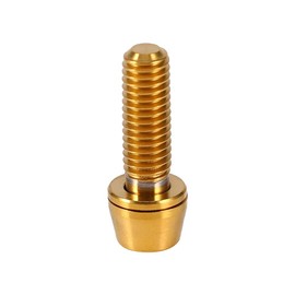 M5 Screws Gold, 6 Pieces Titanium Screws M5 x 16 Titanium Screws Bicycle Trunk Bolt Screws MTB Road Bike Titanium Taper Head Screw with Washer for Mountain Bike (Golden)