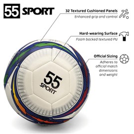 55 Sport Vortex Max Textured Pro Football Training Ball - White/Multi - Size 5