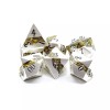 Sage's Rift Stones - Pearl Silver Chartreuse Metal Polyhedral Dice