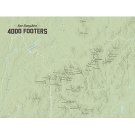 New Hampshire 4000 Footers Map 18x24 Poster (Sage)
