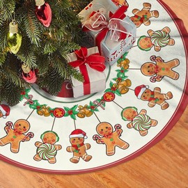 Gingerbread Christmas Tree Skirt - Candy Tree Skirt Xmas Tree Mat for Holiday Party Home Indoor 30 Inch