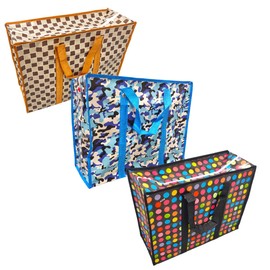 iPEAK Storage Bags Heavy Duty Laundry Bag Waterproof Dust Resistant Reusable Double Zipper Bag For Moving House Clothing, Wardrobe storage, toys, laundry, bedding (3 Pack)