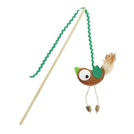 Haourlife Cat Teaser Wand with Bell and Silvervine: Cute Bird Cat Toy with Feather Tail for Interactive Play and Exercise