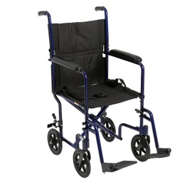 Drive Medical ATC19-BL Lightweight Aluminium Transport Wheelchair with Swing-Away Footrest, Blue