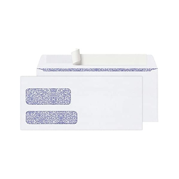 Office Depot Double-Window Envelopes, 9 (3 7/8in. x 8 7/8in.), White, Clean Seal(TM), Box of 250, 77166