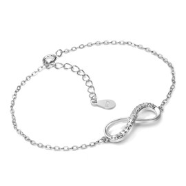Women's Bracelet Cubic Zirconia 925 Sterling Silver Jewellery for Women Girls Infinity Symbol Infinity Love Bracelet Bangle Bracelets Gift for Christmas Valentine's Day Birthday, Sterling Silver