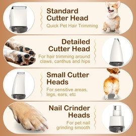 Koucen 4 in 1 Dog Grooming Kit with LED Display, Dog Grooming Clippers with 4 Guide Combs, Rechargeable Low Noise Cat Hair Trimmer, Pet Paw Trimmer for Cat Dogs Paws Face Ears