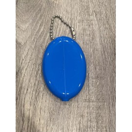Quikoin RUBBER SQUEEZE OVAL COIN PURSE MENS WOMENS MONEY HOLDER WALLET - Made in USA - Blue
