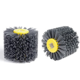 EXLECO 2 Nylon Brushes #80 Grit Wire Drawing Wheel Brush Polishing Brush for Satin Machine Black Sanding Brush Polishing Disc Brush Bristle Brush Grit Brush for 19 mm Diameter Wood Brushes Machine