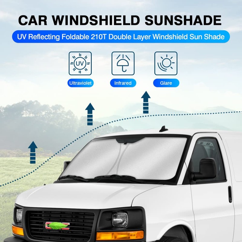 KUST Windshield Sun Shade for 1996-2024 GMC Savana Van Accessories,