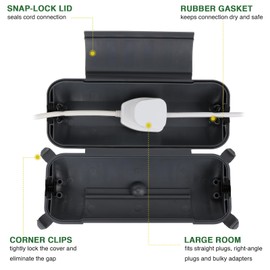 Flemoon Outdoor Extension Cord Safety Cover with Waterproof Protector Seal, Weatherproof Electrical Connection Box for Outdoor Outlets, Plugs, Sockets, Holiday Decorations, Power Tools, Gray