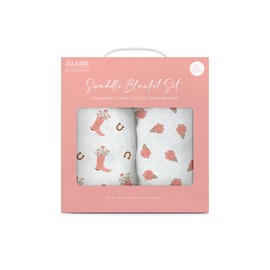 JuJuBe x Studio Oh! Baby Essentials Swaddle Blanket Set - Soft, Comfortable, Neutral Newborn Baby Swaddle Blankets for Baby Shower & Baby Registry - Nursery Essentials - Bloomin Boot