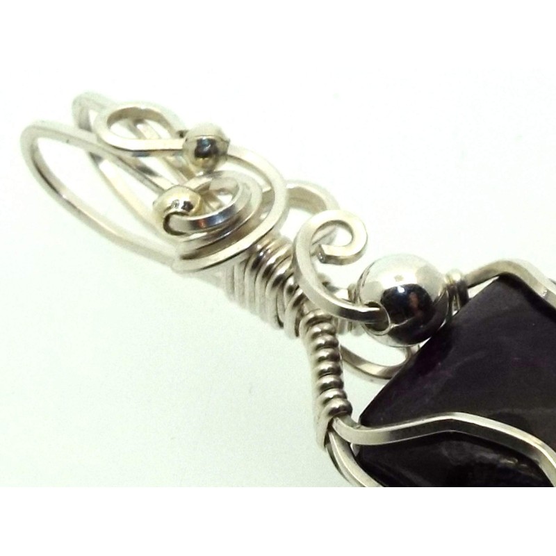 Sugilite Gemstone Sterling Silver Wire Wrapped Pendant 11