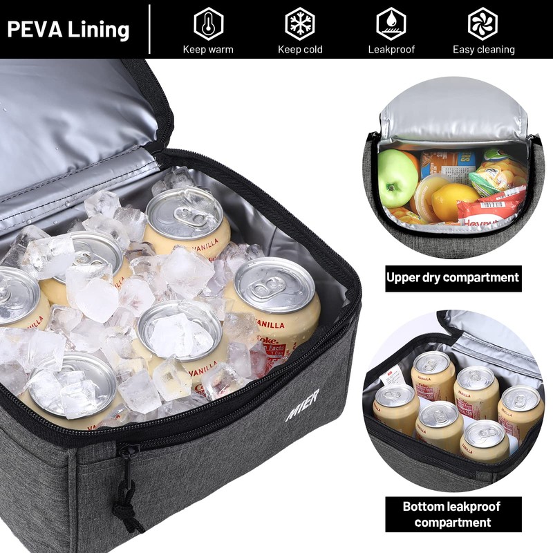 MIER 2 Compartment Lunch Bag for Men Women, Leakproof Insulated