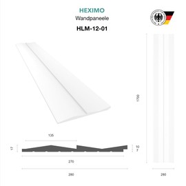 HEXIMO Slat Wall (Sample Piece) Made of XPS - Slat Wall Panels, Slat Cladding Acoustic Panels White (15 cm, HLM-12-01 White) Wall Cladding DIY
