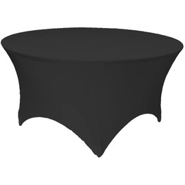 HGHDBT Round Spandex Tablecloth Black - 5ft Stretch Tablecloth 60 Inch Fitted Table Cover for Wedding Party Restaurant Elastic Table Cloth