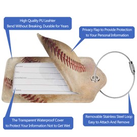 Richugui Baseball Suitcase Tags, Air Travel with Address Tag,Suitcase Label Tag Waterproof Luggage Handbag Tag Suitcase Bag Labels Luggage Tag