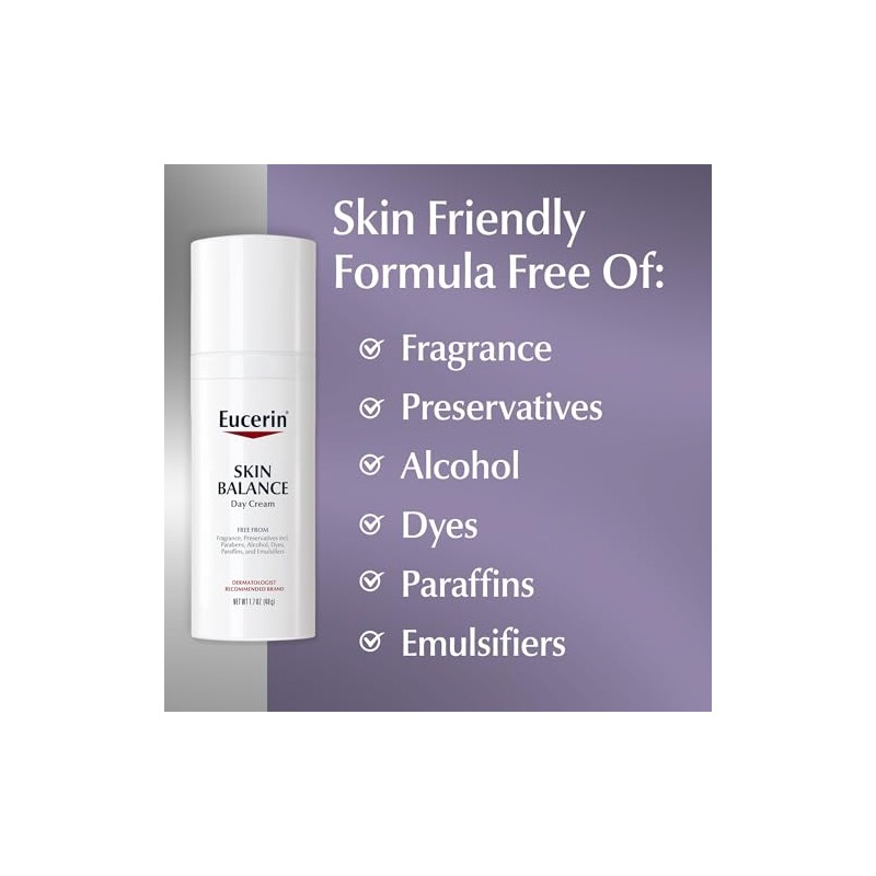 Eucerin Skin Balance Day Cream, Sensitive Skin Face Moisturizer Enriched