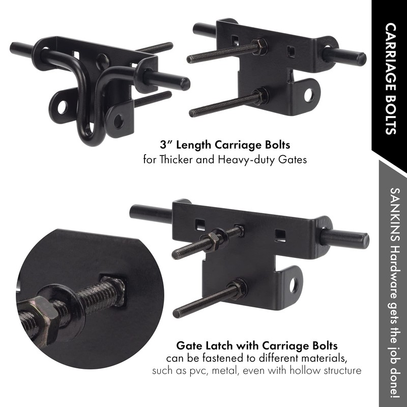 SANKINS Slide Bolt Gate Latch,Sliding Bolt Door Lock with Padlock