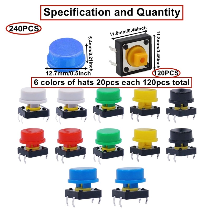 HUAZIZ Momentary Tactile Push Button, Micro Momentary Push Button Switches