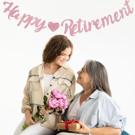 QYCX Retirement Banner Retirement Party Decorations Retirement Party Supplies Happy Retirement Banner Rose Gold Giltter Retirement Bunting Garland Women Men Retirement Decorations Farewell Decorations