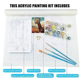 sukoly Paint by Numbers for Adults - Paint by Number Kits for Children Kids Animal,Painting by Numbers for Adults Beginner DIY Canvas Oil Painting Without Frame 16 x 20 Inch (Giraffe)