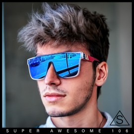 Mens Flat Top Shield Rectangle Oversized Hipster Horn Rim Plastic Sunglasses All Black