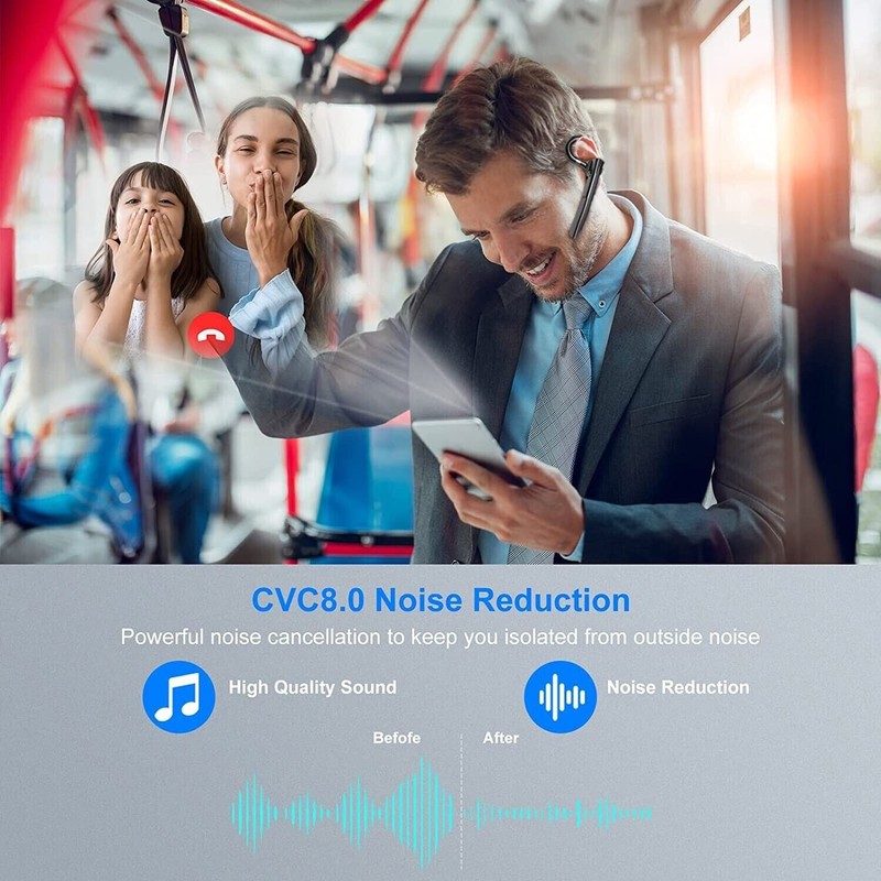 Bruggex Wireless Bluetooth 5.3 Earpiece Noise Cancelling Trucker Headset Dual