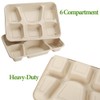 50 Pack 6 Compartment Disposable Paper Plates, Compostable Bagasse School