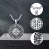 Shusukue Compass Chain 925 Sterling Silver Compass Pendant Necklace Oxidised