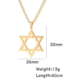 JYTDBCS Stainless steel hexagram star necklace fashion simple wandering pendant retro men and women couples hollow pendant necklace star of david，star of david necklace