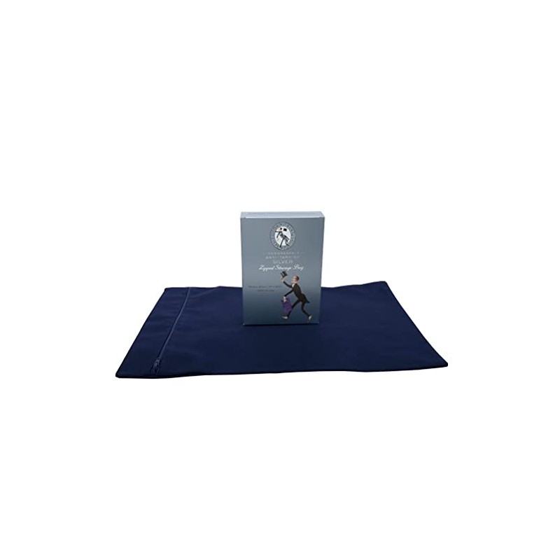 Town Talk Anti-Tarnish Zipped Silver Storage Bag 25x40cm Dark Blue
