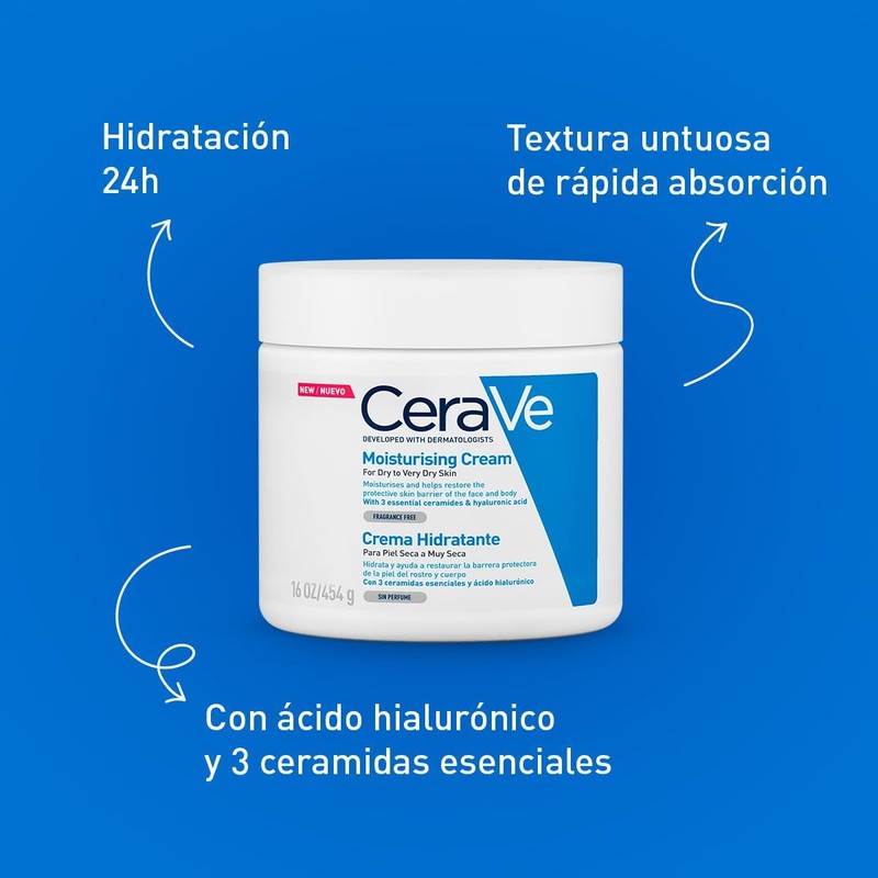 CeraVe Crema Hidratante Facial y Corporal para Piel Seca 454g