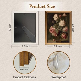 Gold Framed Wall Art Vintage Flower Vase Painting Canvas Print Living Room Bedroom Kitchen Wall Decor (flower vase, 9.5''x12'')