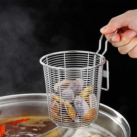 Hemoton Stainless Steel Noodle Strainer Heat-Resistant Mesh Colander for Hot Pot Kitchen Supply Pasta Cooking Tool 3.85X3.85X3.74In