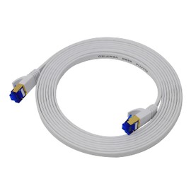 QualGear RJ45 Cat 7 Ethernet Patch Cable, 10Gpbs High-Speed Cable, 600MHz, Triple-Shielded, Flat, 10 Feet, White