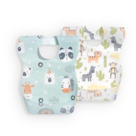 Interbaby Pack of 10 Disposable Baby Bibs, Waterproof, Travel Bibs with Food Catcher Bag, Adjustable Baby Bib