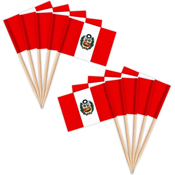ZXvZYT Peru Flag Peruvian Toothpick Flags,Small Mini Peru Cupcake Toppers