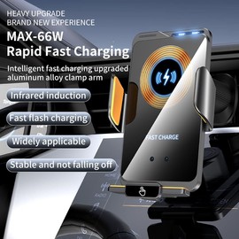 Wireless car charger mount, 15W fast charging smart sensor automatic clamping, automatic clamping function, suitable for all car models and mobile phones (F2S With light)