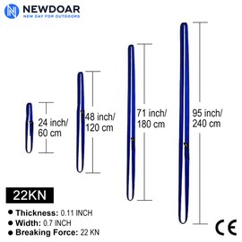 NewDoar Climbing Sling 16mm Nylon Sling Runners 22KN 4840LB Climbing Utility Cord Rock Climbing, Creating Anchors System, Rappelling Gear, Perfect for Tree Work(Blue 48" 1pcs)