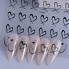 Heart Nail Art Stickers French Hollow Hearts Nail Decals Cute