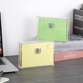 BTSKY 2 Pack Clear Acrylic Index Card Box for 4x6 Inch Cards, Index Card Holder Notecard Box Recipe Card Box Plastic Storage Organizer for Filling Index Cards, Note Cards, Flashcards, Recipes