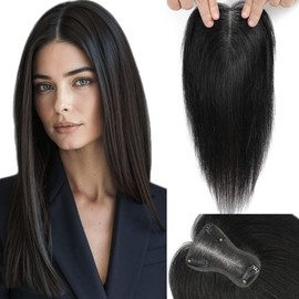 Hair Toppers for Women 10 Inch Hairpieces No Bangs Hairline Topper Wiglets Hairpieces for Thinning Hair Swiss Base Natural Black（1B）
